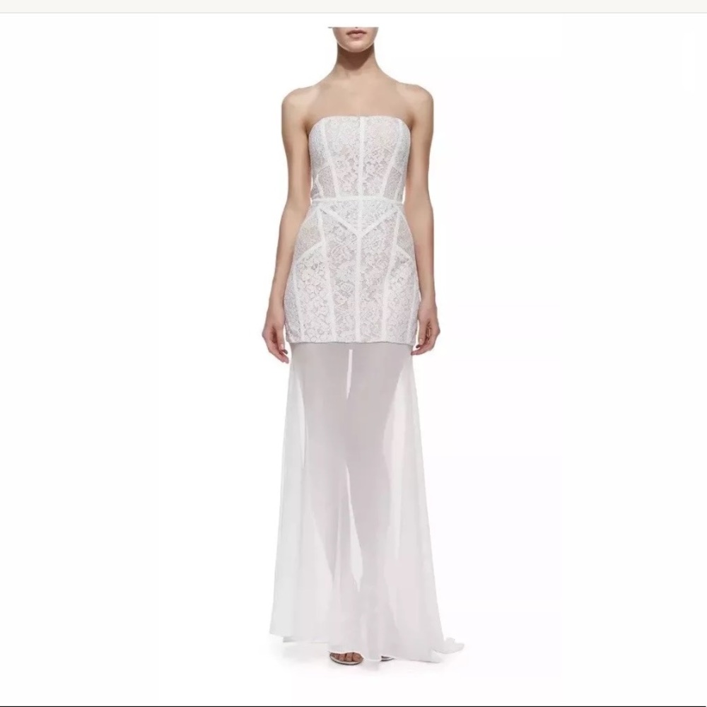 Bcbg Max Azria Vivienne Strapless Lace Gown